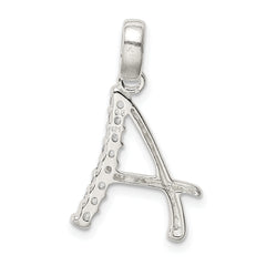 Sterling Silver 925 Initial 'A' Pendant with Clear CZ Gemstone