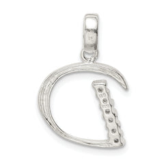 Sterling Silver 925 CZ Initial D Pendant with Anti-tarnish Finish