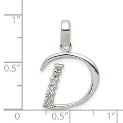 Sterling Silver 925 CZ Initial D Pendant with Anti-tarnish Finish