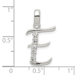 Sterling Silver CZ Initial E Pendant with Anti-Tarnish Finish