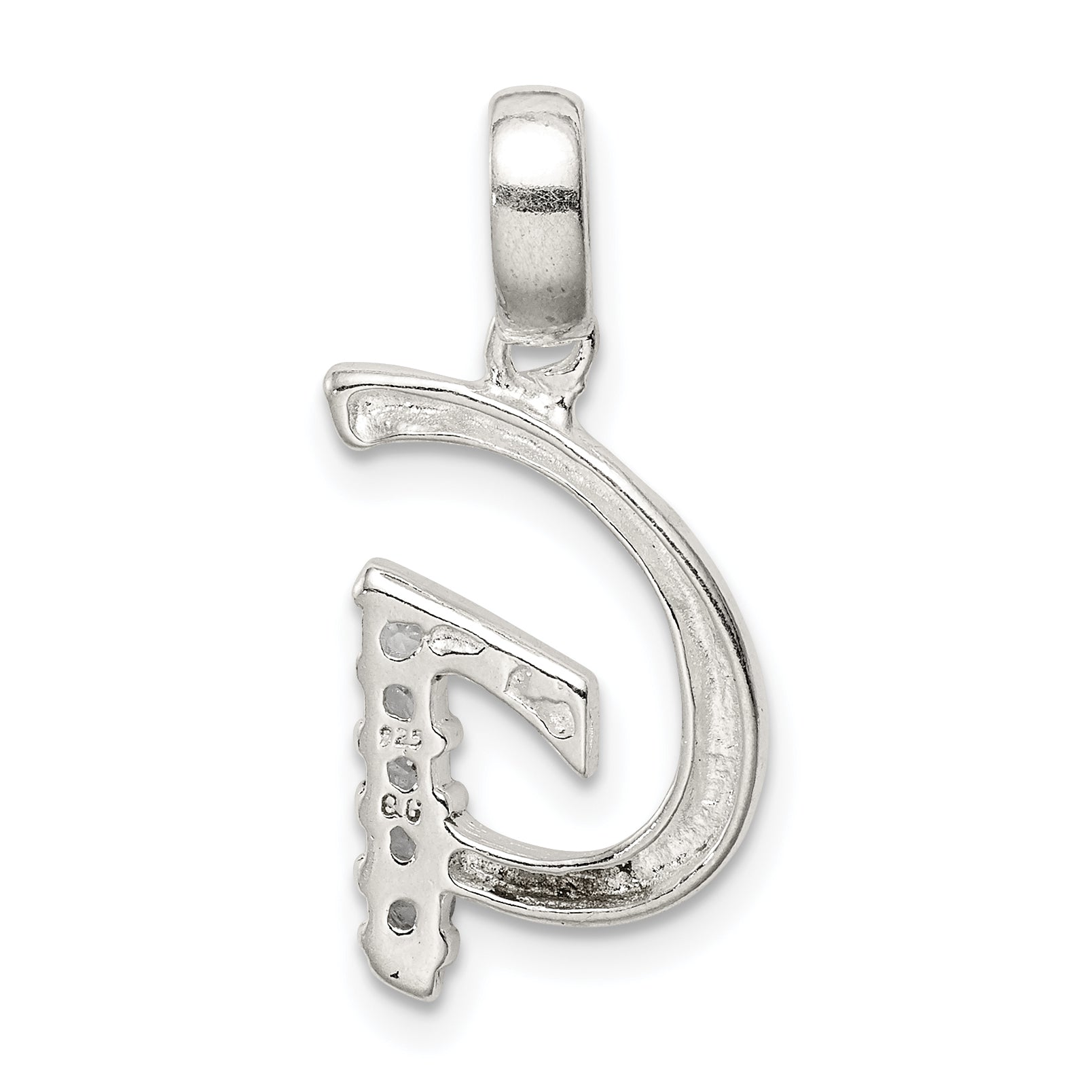 Sterling Silver CZ Letter G Pendant with Anti-Tarnish Coating