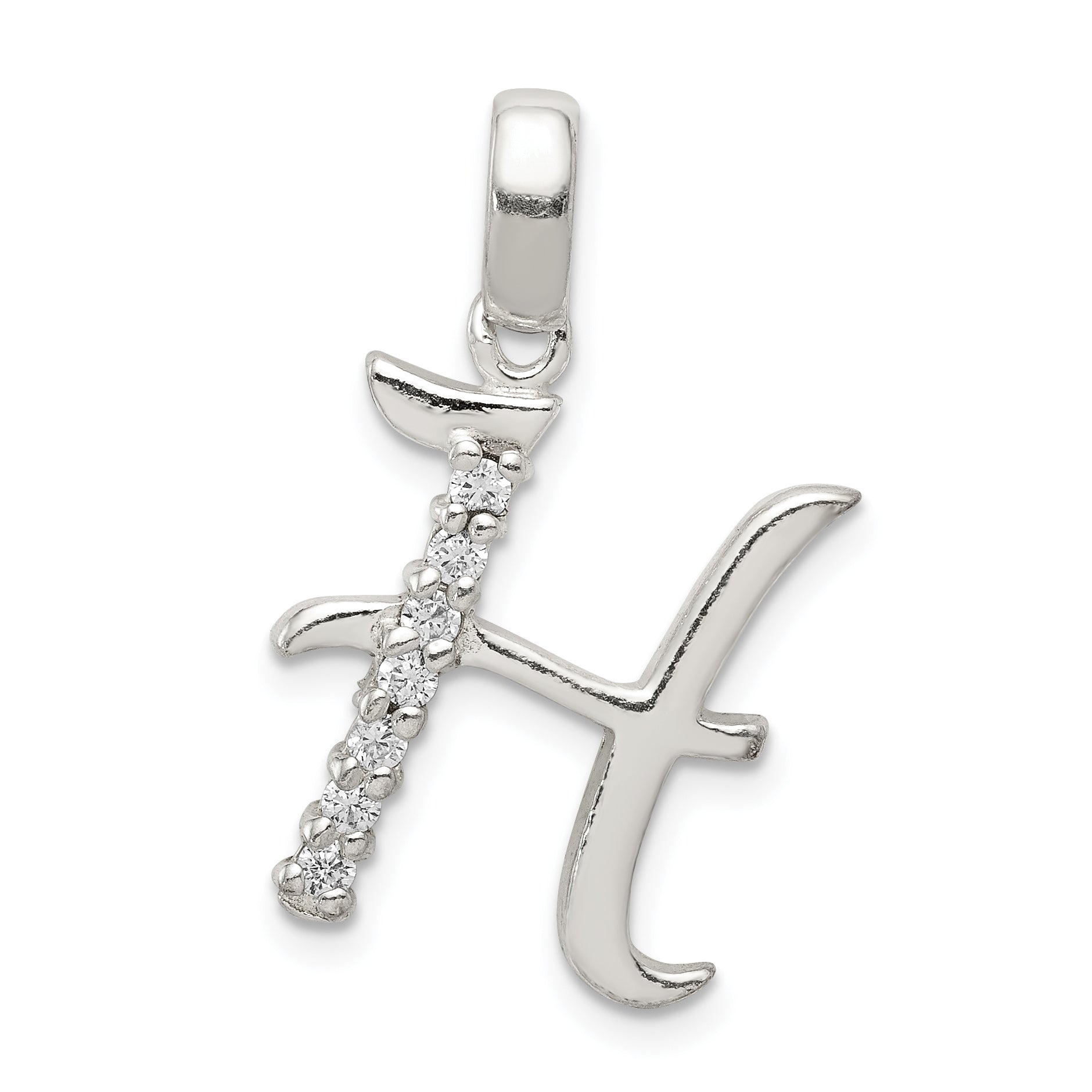 Sterling Silver CZ Letter H Initial Pendant