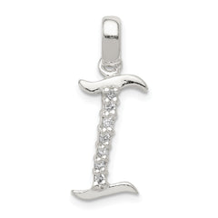 Sterling Silver CZ Letter I Initial Pendant