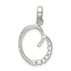 925 Sterling Silver 'O' Initial Pendant with Clear CZ and Anti-Tarnish Finish