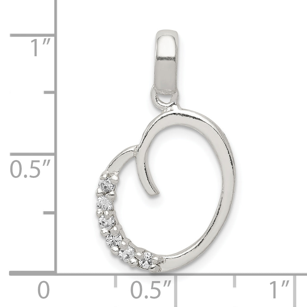 925 Sterling Silver 'O' Initial Pendant with Clear CZ and Anti-Tarnish Finish