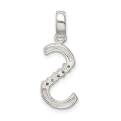 Sterling Silver 925 CZ Initial S Pendant with Anti-Tarnish Coating