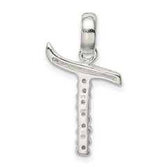 Sterling Silver CZ Letter T Initial Pendant