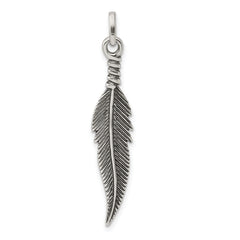 Sterling Silver Antiqued Feather Pendant