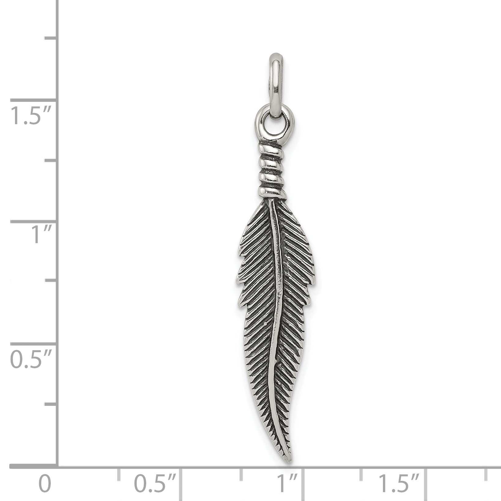 Sophia Jewelers 925 Sterling Silver Antiqued Feather Pendant for Men