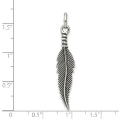 Sophia Jewelers 925 Sterling Silver Antiqued Feather Pendant for Men