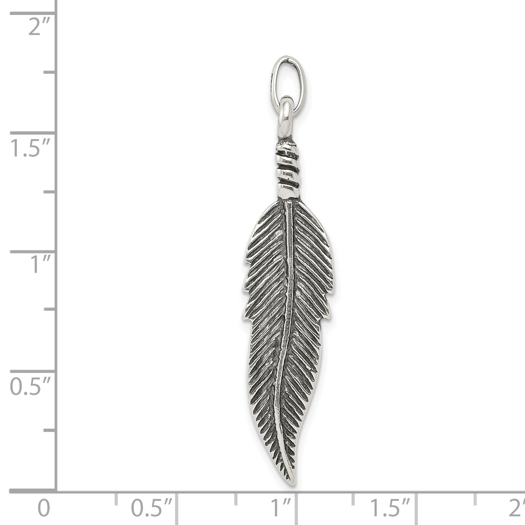 Sterling Silver Antiqued Feather Pendant