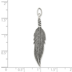 Sophia Jewelers Men's 925 Sterling Silver Antiqued Feather Pendant