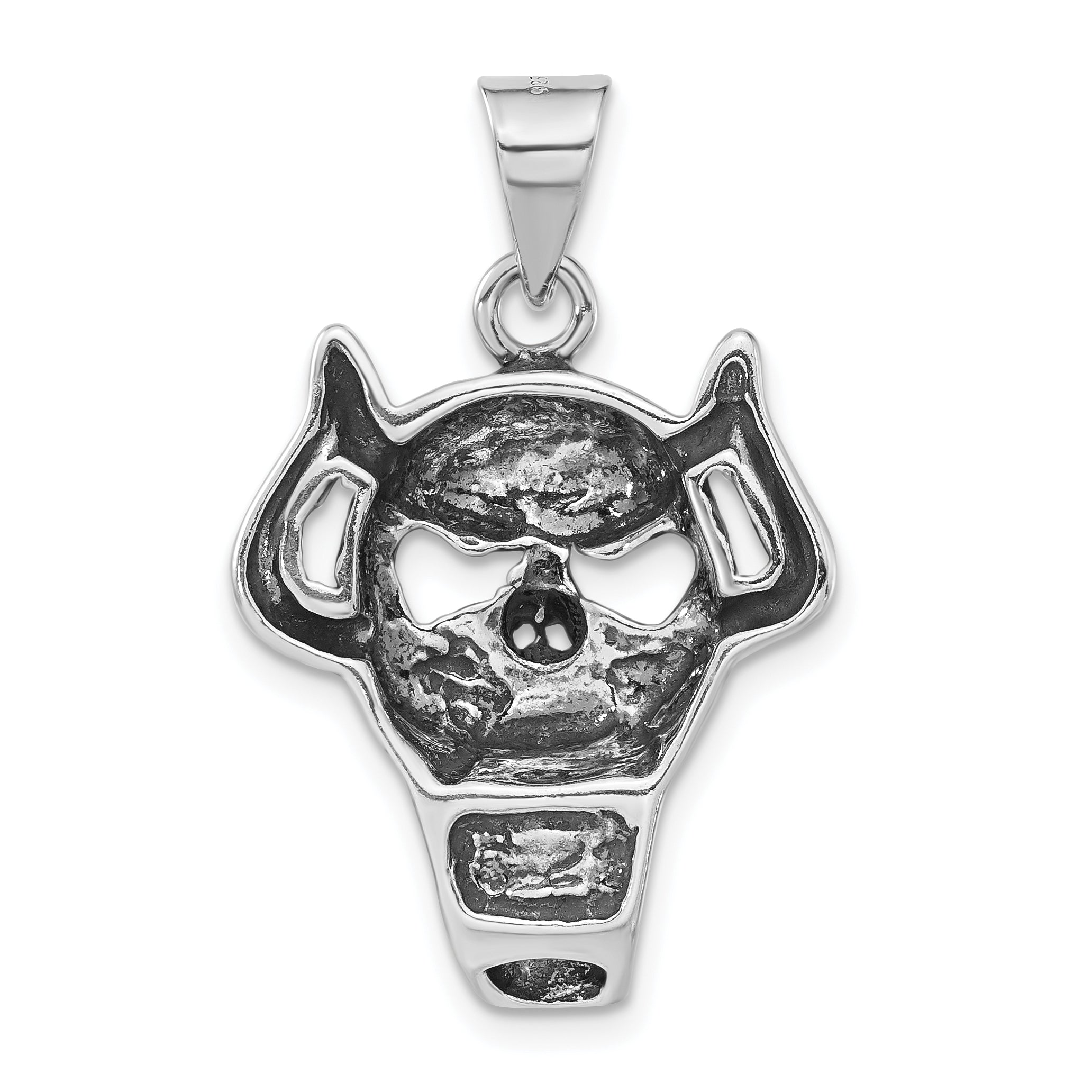 Sterling Silver Antiqued Skull Pendant