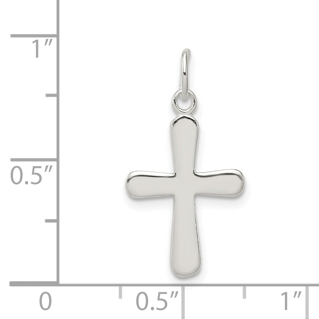 Sterling Silver 925 Polished Cross Charm with Anti-Tarnish Finish for Children