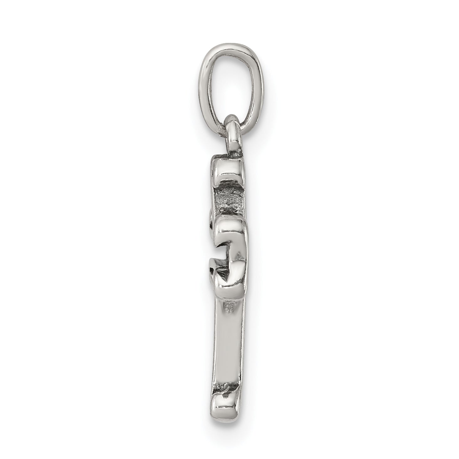 925 Sterling Silver Antiqued Cross Charm with Polished Finish