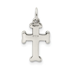 925 Sterling Silver Antiqued Cross Charm with Polished Finish