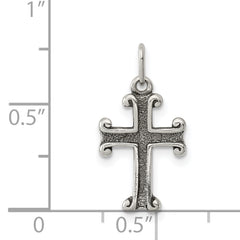 925 Sterling Silver Antiqued Cross Charm with Polished Finish