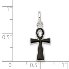 Sterling Silver Black Enamel Cross Pendant