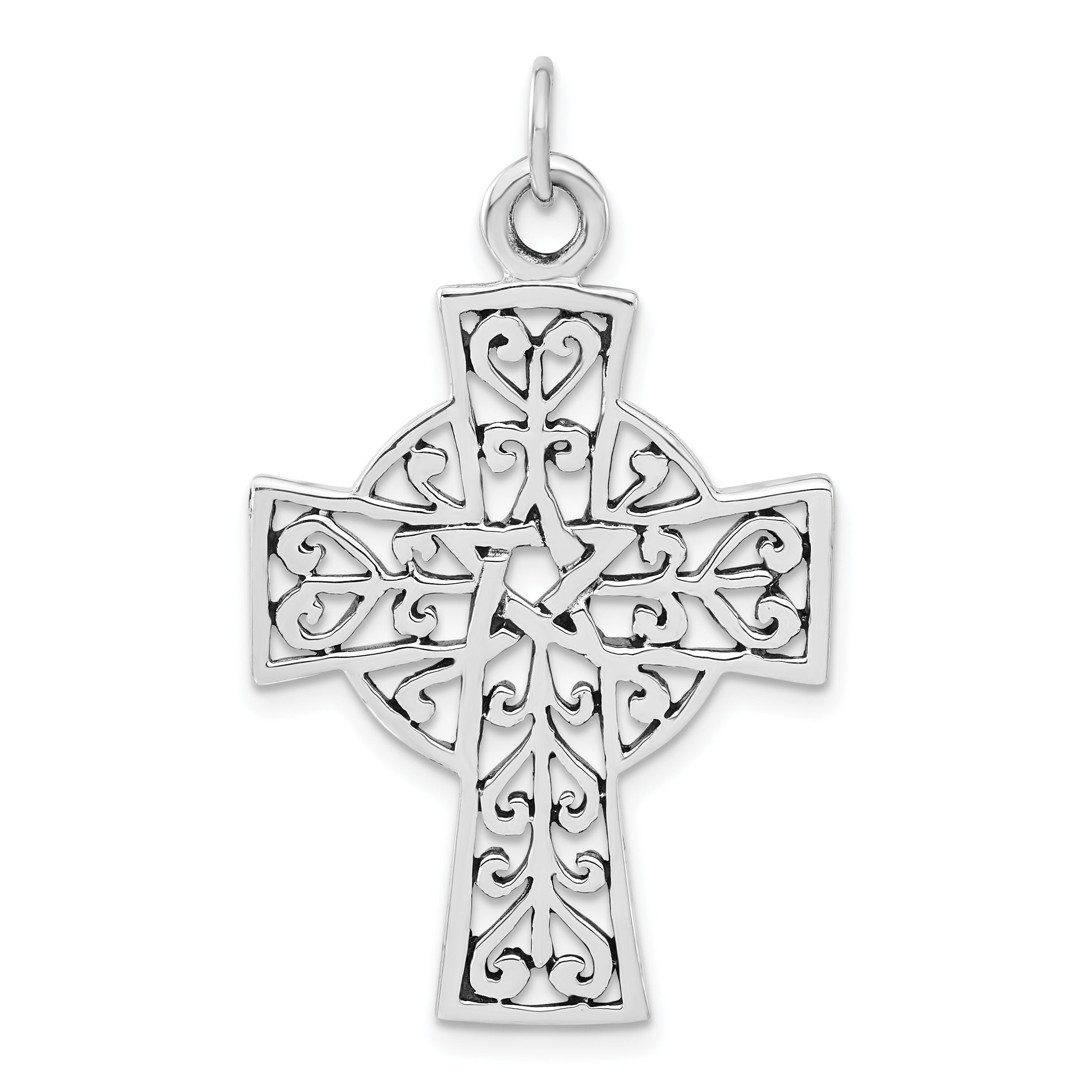 Sterling Silver Polished & Antiqued Cross Pendant