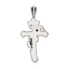 Sterling Silver Antiqued Flowered Cross Pendant