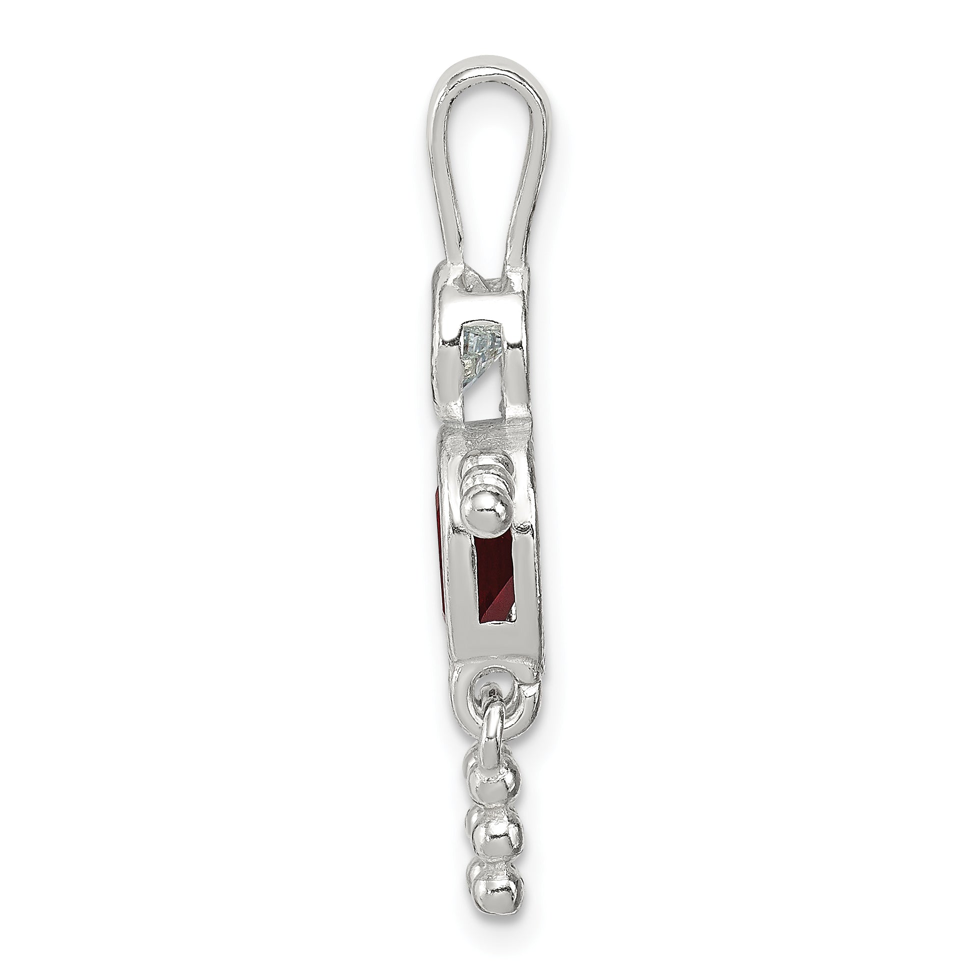 Sterling Silver 925 Boy Pendant with July Glass Birthstone