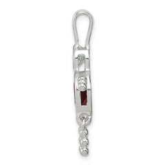 Sterling Silver 925 Boy Pendant with July Glass Birthstone