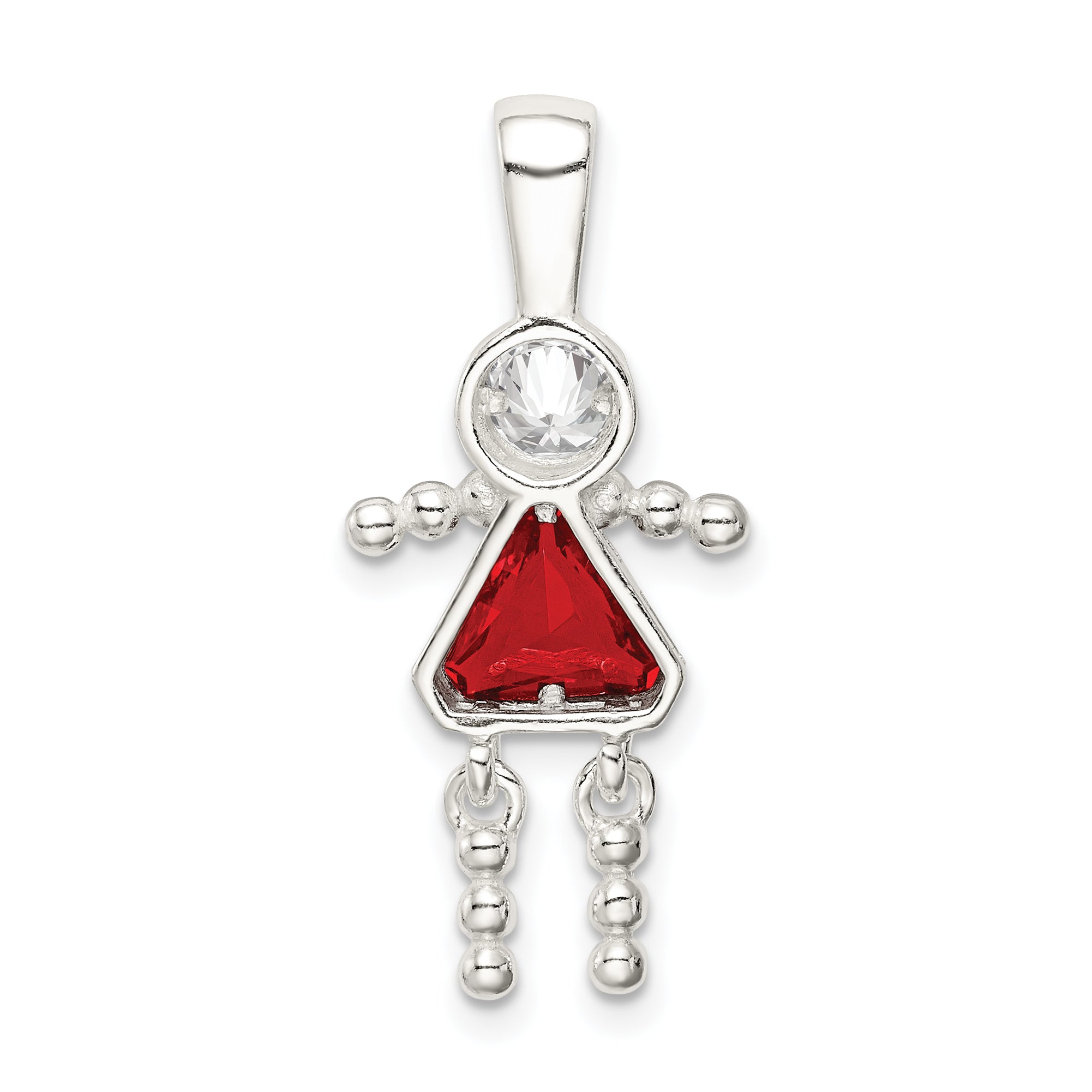 Sophia Jewelers 925 Rhodium-Plated Sterling Silver Girl Pendant with July Birthstone Elegance