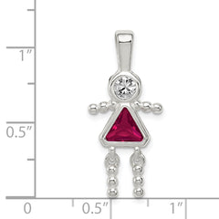 Sophia Jewelers 925 Rhodium-Plated Sterling Silver Girl Pendant with July Birthstone Elegance