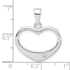 Sophia Jewelers Sterling Silver Heart Pendant with White CZ Elegance