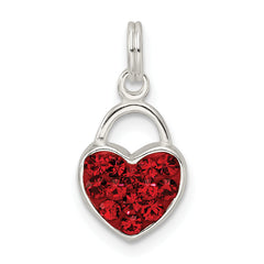 Sterling Silver Red Stellux Crystal Polished Heart Pendant