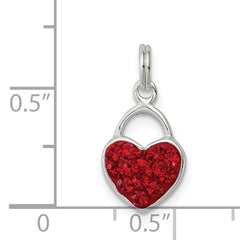 Sterling Silver Red Stellux Crystal Polished Heart Pendant