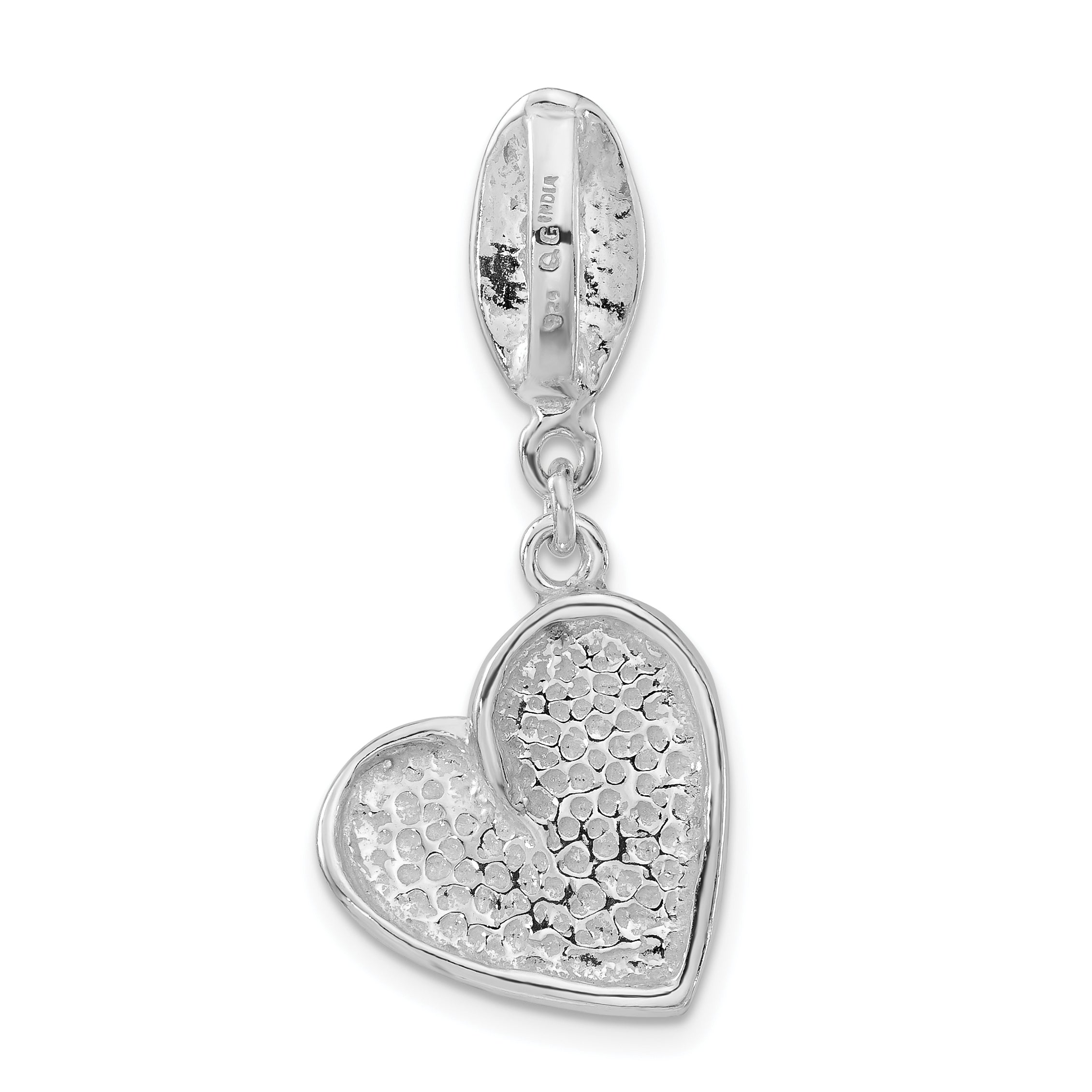 Sterling Silver Diamond Cut Polished Fancy Heart Pendant