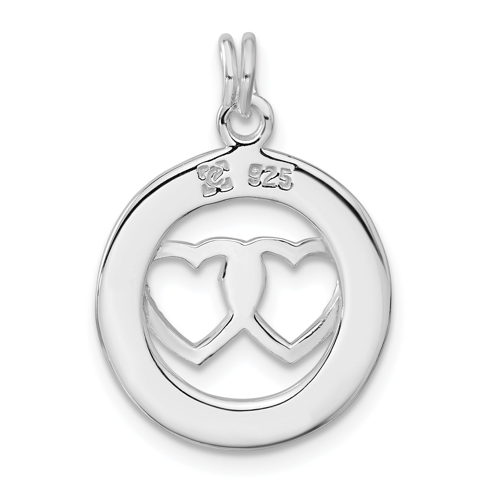 Sterling Silver Satin & Polished Round Together Forever Charm