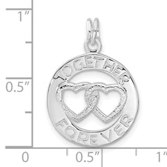 Sterling Silver Satin & Polished Round Together Forever Charm