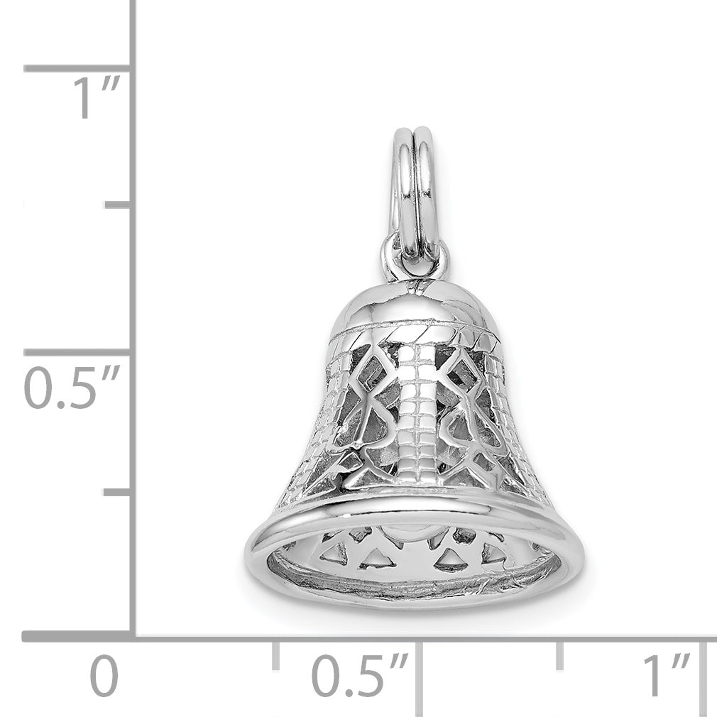 Sophia Jewelers Sterling Silver Bell Charm with Polished Rhodium Finish