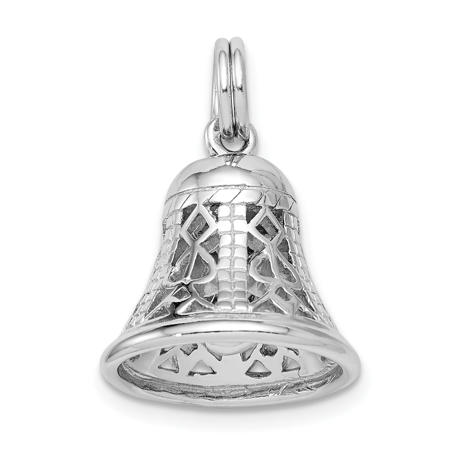 Sterling Silver Rhodium-platedPolished Movable Bell Charm