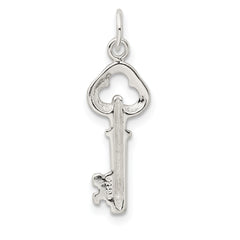 Sophia Jewelers 925 Sterling Silver Polished Key Charm with Anti-Tarnish Finish