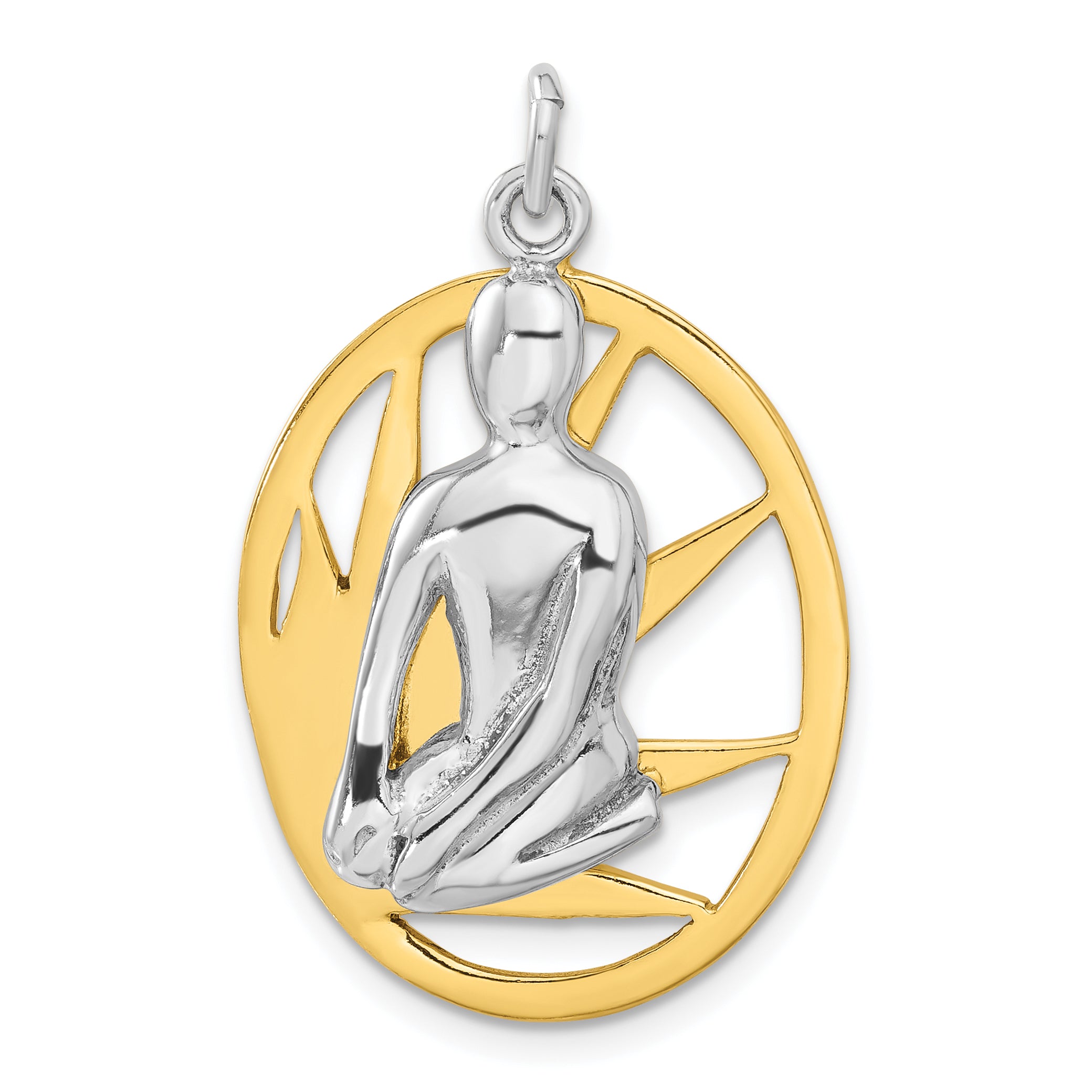 Sterling Silver Gold-tone Yoga Sunburst Pendant