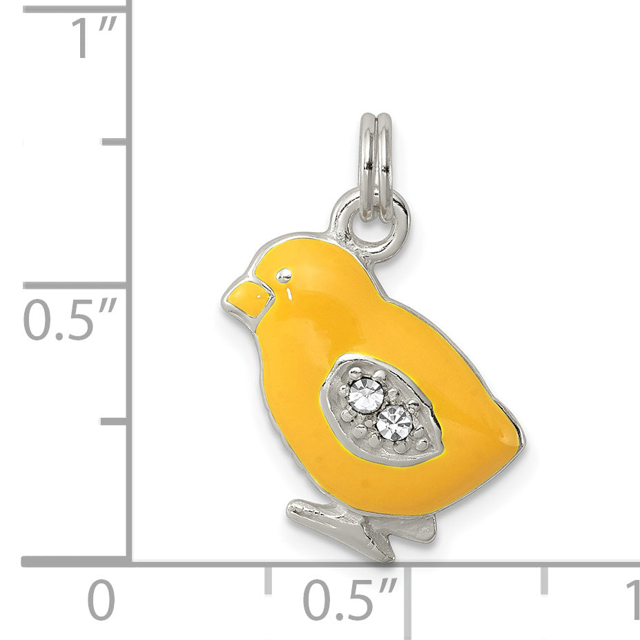 Sterling Silver Preciosa Crystal Enameled Yellow Baby Chick Charm