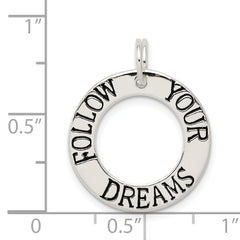 Sterling Silver 925 Polished "Follow Your Dreams" Charm Pendant – Elegant & Durable