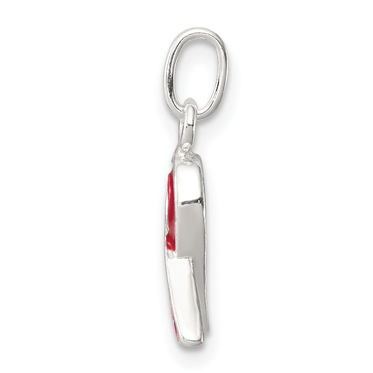 Sterling Silver Red Enamel Awareness Charm Polished Anti-Tarnish Finish