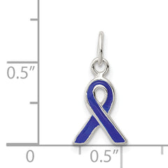 Sterling Silver 925 Blue Enameled Awareness Charm Polished Finish