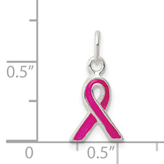 Sterling Silver 925 Pink Enameled Awareness Charm with Polished Finish