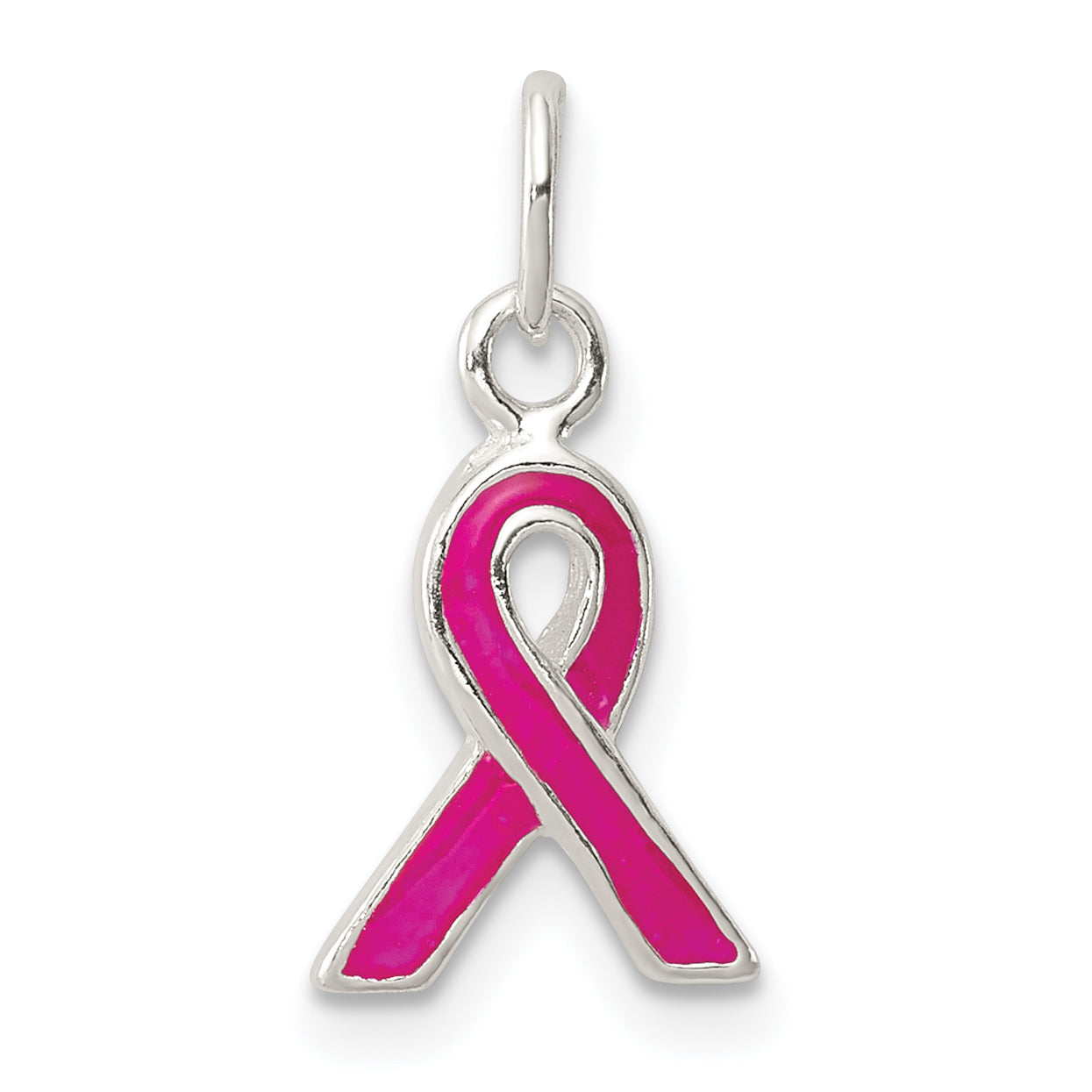 Sterling Silver Pink Enameled Awareness Charm