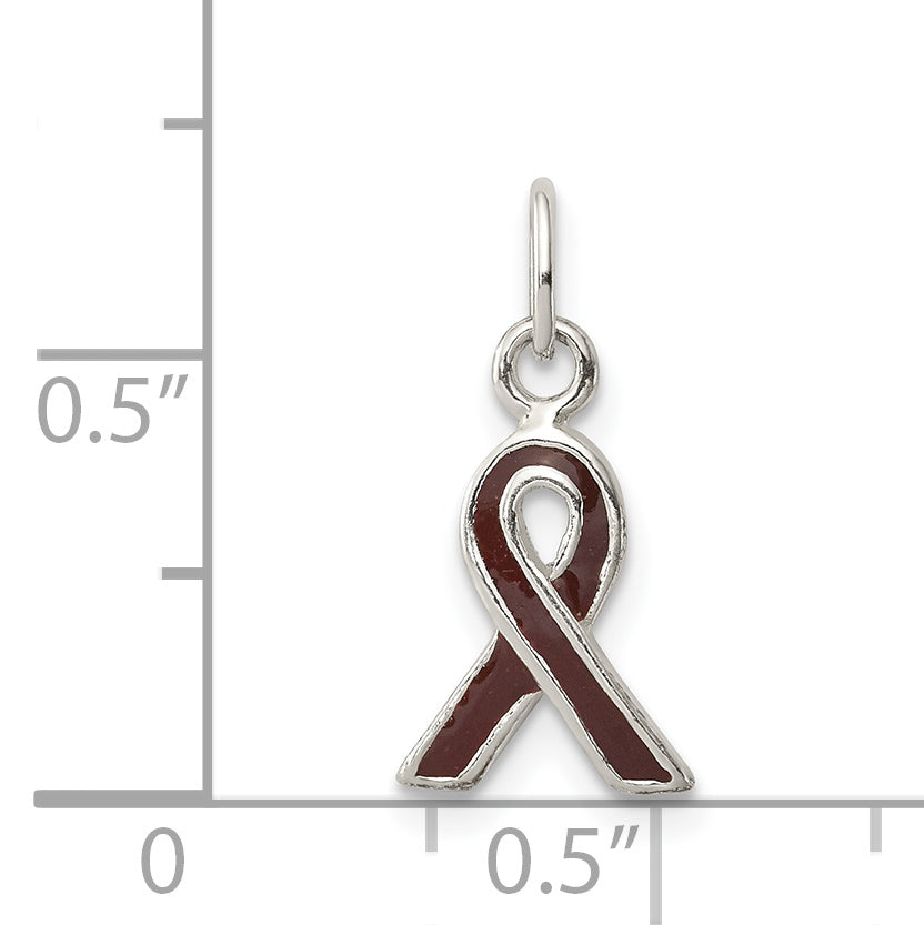 Sterling Silver 925 Awareness Charm with Brown Enamel Polished Finish