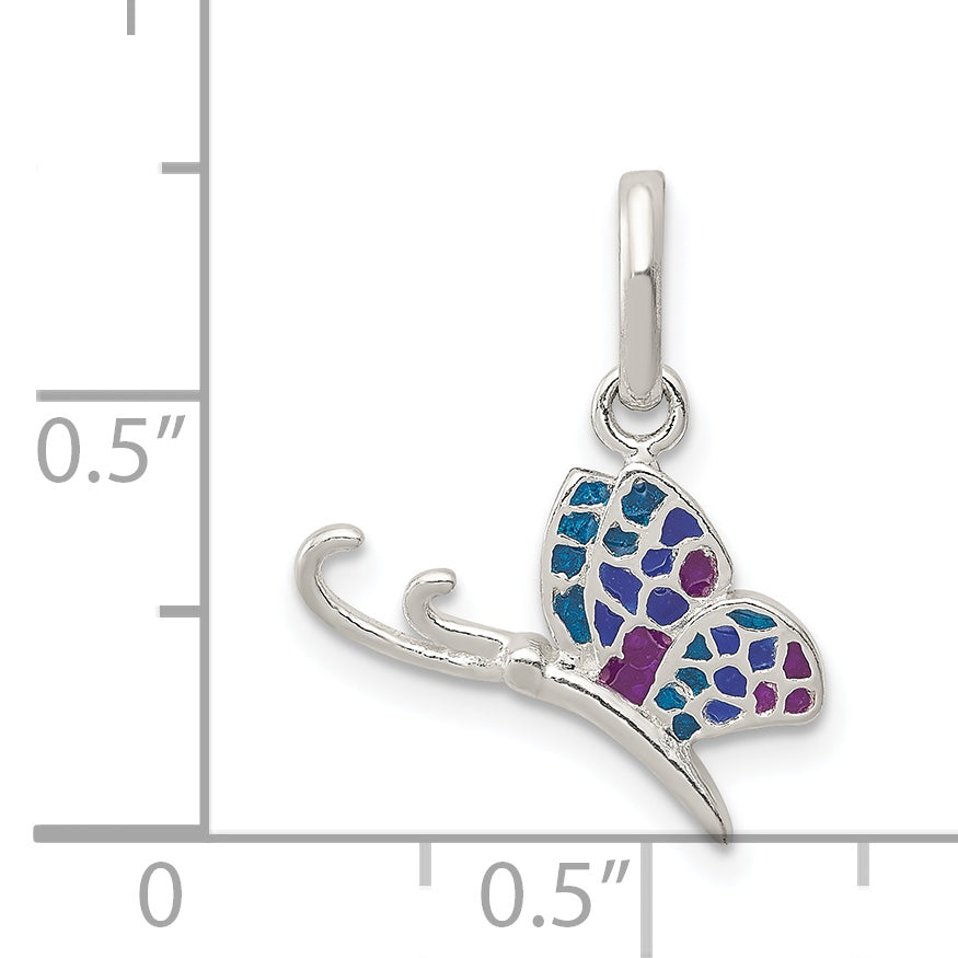 Sterling Silver Enameled Butterfly Charm