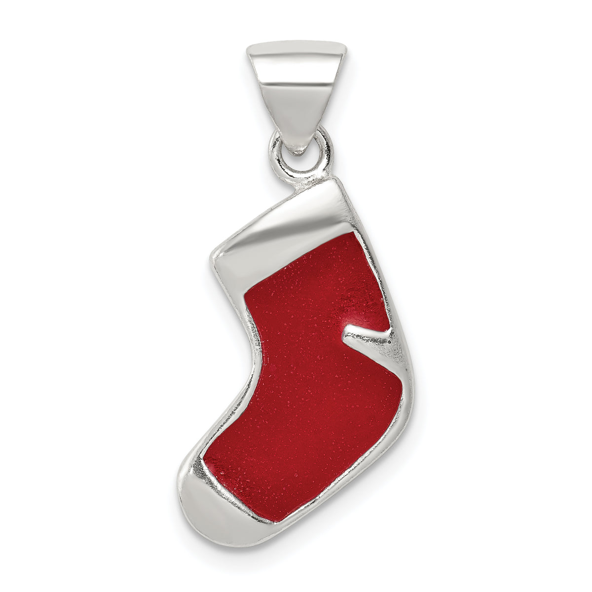 Sterling Silver Enameled Christmas Stocking Charm