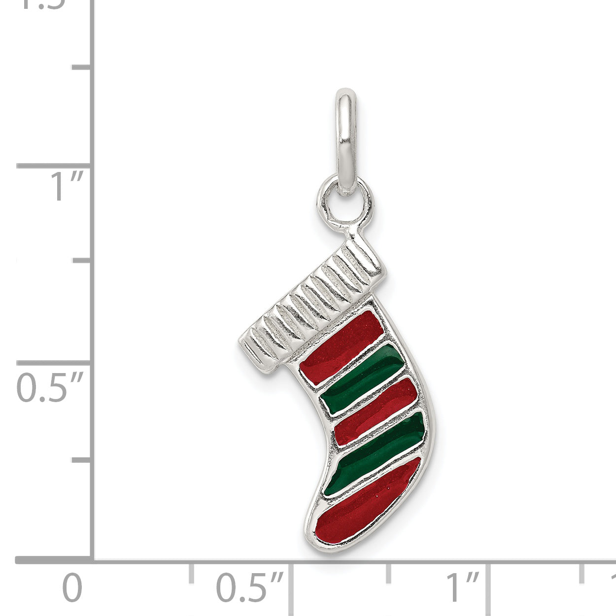 Sterling Silver Enameled Christmas Stocking Charm