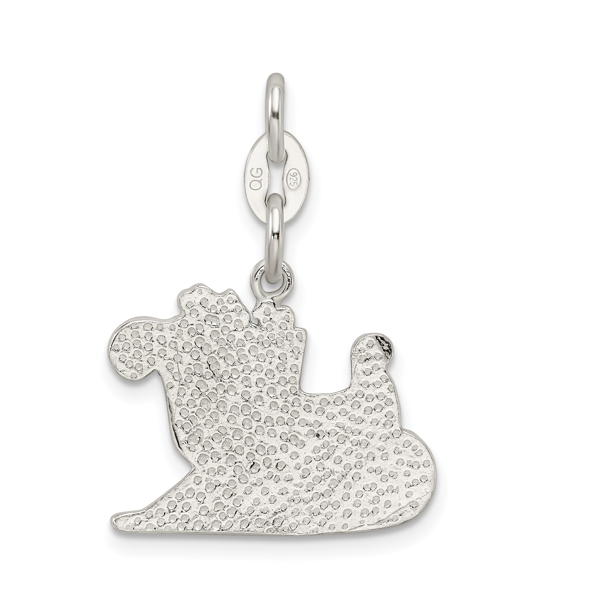 Sterling Silver 925 Santa's Sled Charm with Enamel Anti-Tarnish Finish