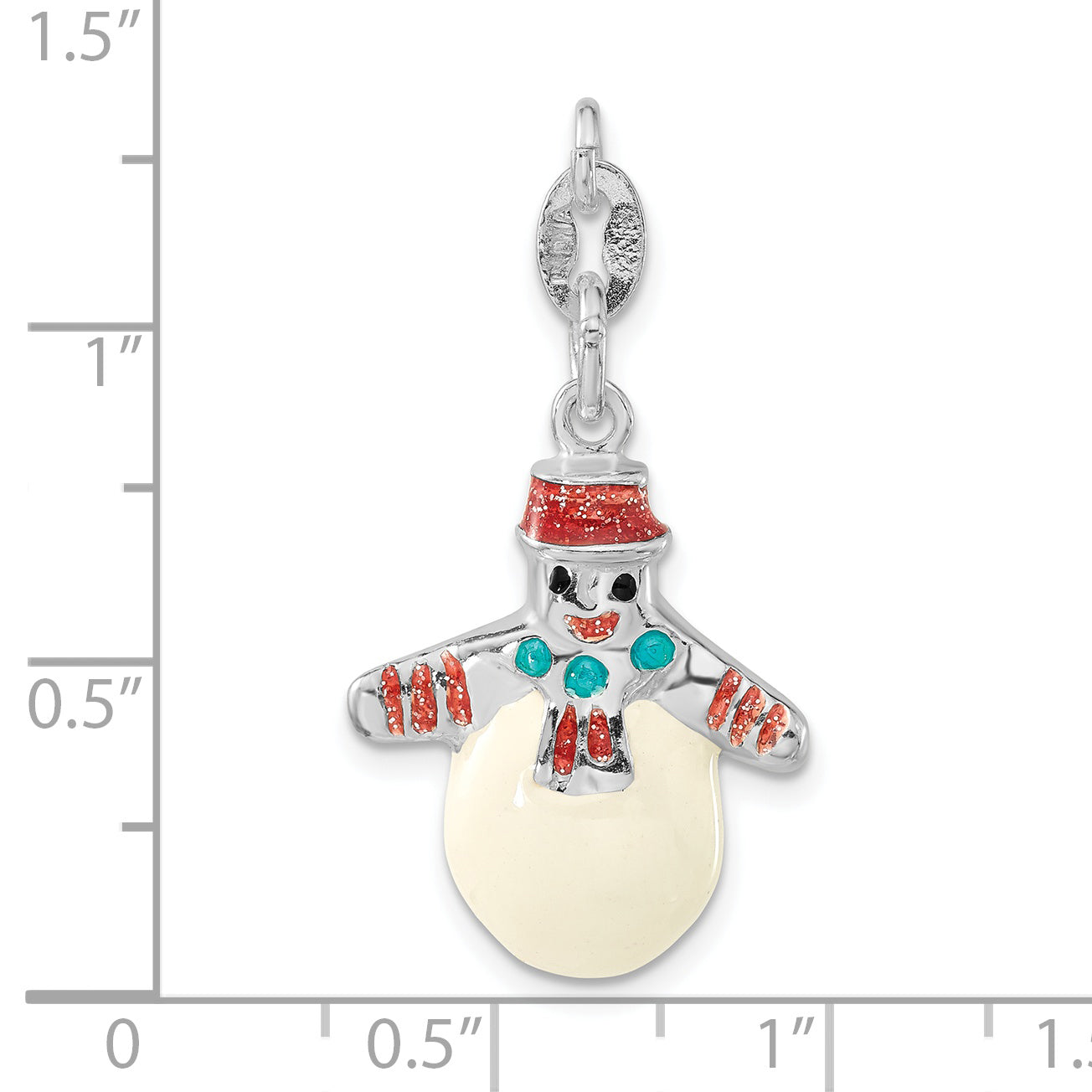 Sophia Jewelers Unisex Sterling Silver Enameled Snowman Charm